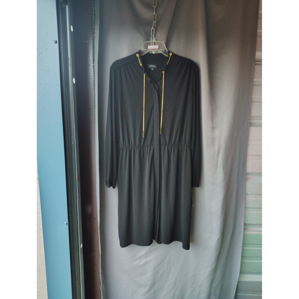 Tahari‎ Arthur S. Levine Womens 10 Black Chain Neck Long Sleeve Elastic Waist